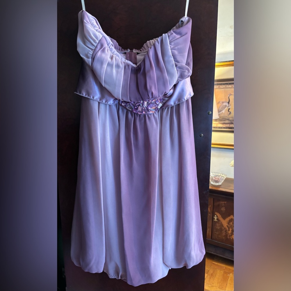 Teeze Me Lavender Size 9 Strapless Dress with Embellished Waist